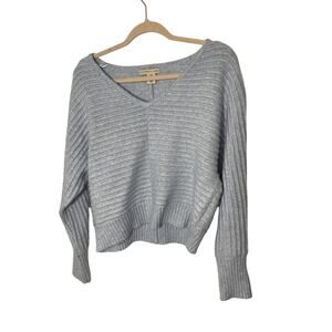 Sincerely Jules Cropped Periwinkle Waffle Knit Women's Sweater Soft Girl SZ M